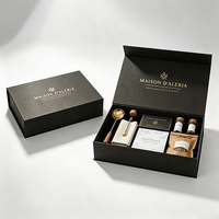 Caja Rígida Magnética Negra y Dorada de Lujo Personalizada, de Cartón, con Inserto de EVA Personalizado, para Sets de Regalo de Fragancias y Aromaterapia para el Hogar
