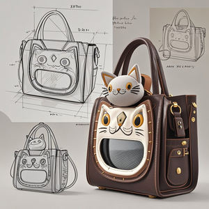 Tas Punggung Kulit PU Wanita, Ransel Sekolah Display Pin Jelas, Desain Kustom Kucing Lucu Tahan Air - Product Image 6