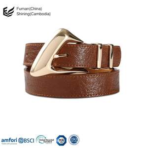 2024 versión coreana cinturón de cuero de vaca informal para mujer 100% Bypass con hebilla de aleación cabeza en capas estilo Simple - Product Image 2