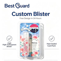 Emballage en blister personnalisé en PET recyclable, épaisseur 1 mm, insert en plastique pour échantillons cosmétiques, petit emballage transparent en forme de coquille pour gloss à lèvres, promotion