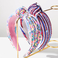 Bandeau à nœuds perlé et pailleté multicolore pour la Fête de l'Indépendance américaine, Série Jour de la Fierté, Accessoires capillaires à bord large