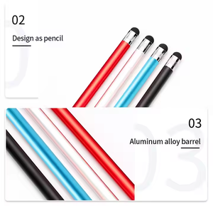 <span class=keywords><strong>2</strong></span> en 1 Stylet à pointe en caoutchouc remplaçable en métal pour écran tactile pour iPad et iPhone - Product Image 4