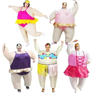 Tùy chỉnh carton Polyester unisex Linh Vật Trang phục bán buôn vui chất béo Inflatable Ballerina trang phục cho người lớn phù hợp với bơm hơi