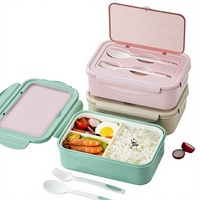 Boîte à lunch durable à double compartiment pour étudiants et bureau, en plastique de qualité alimentaire, étanche, avec couvercle – Vente en gros usine