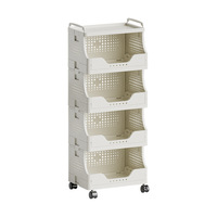 Carrito de Almacenamiento Plegable de Plástico, con Ruedas, para Espacios Reducidos, de 5 Niveles, Minimalista, Moderno y Multiusos para Sala de Estar
