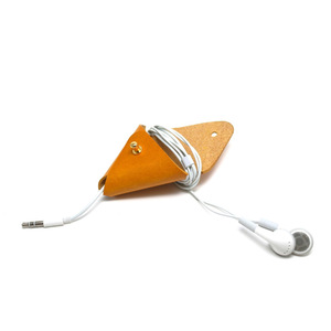 Leather headphone cable winder, triangular headphone <b>case</b>, <b>coin</b> purse, data cable winder, cable organizer, protective cover - Product Image 5