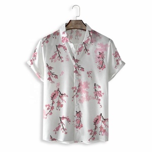Mens Áo sơ mi giản dị của nam giới mùa hè mới ngắn tay áo nút Loose ve áo Hawaii in áo sơ mi Tops Ngắn Tay Áo sơ mi có cổ - Product Image 6