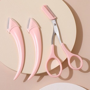 <span class=keywords><strong>YeJi</strong></span> Ensemble de tondeuse à sourcils en acier inoxydable à pointe inclinée, peigne et pince, couleur personnalisée pour les ciseaux de beauté pour femmes - Product Image 1