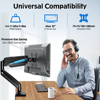 Support de bureau réglable pour moniteur unique Support de bras de moniteur à ressort à gaz Max 32 pouces Produit d'écran d'ordinateur en stock