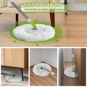 Hands-Free Self Wringing 360 Rotating <b>Microfiber</b> Steel Pole Double-Bucket Quick Dehydration Basket Spin <b>Mop</b> and Bucket Set - Product Image 3