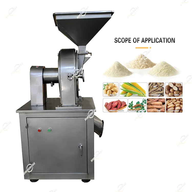 Máquina de moagem de grãos de milho de sementes de mandioca em aço inoxidável, arroz, aveia, trigo, farinha e moinho fino, moedor em pó