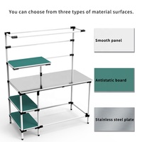 Mesa de Inspección para Taller, Laboratorio o Garaje Comercial, Banco de Trabajo de Acero y Tablero de Fibra de Densidad Media, Ajustable y Multifuncional