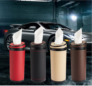 Caja de pañuelos para coche, tubo de papel redondo universal para automóvil, cubo para pañuelos con ventana rompible, soporte para decoración interior de automóviles, dispensador de papel - Product Image 2