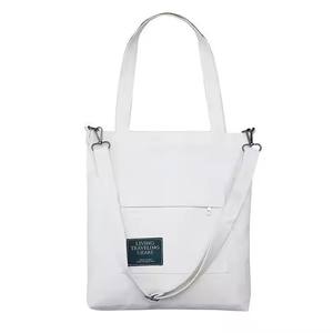 I-0165 femmes mode coton épaule sac fourre-tout personnalisé toile fermeture éclair poche dame été réutilisable sac à provisions en gros - Product Image 4