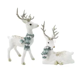 Decoración de nieve Suministros de Navidad Paja Sisal De pie Adorno de ciervo de Navidad para otras decoraciones navideñas