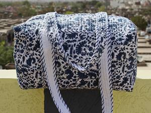 New Arrival Handmade Hand Block Printed 100% Cotton Boho Duffle <b>Bag</b> Women Long Rope Handle Quilted Design Medium Travel 2026 - Product Image 2