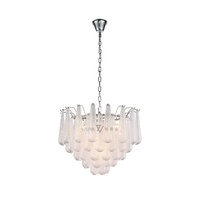 Lustre artistique multi-couches en verre fait main, grand modèle, avec cadre métallique de luxe, luminaire de plafond pour espaces à hauts plafonds