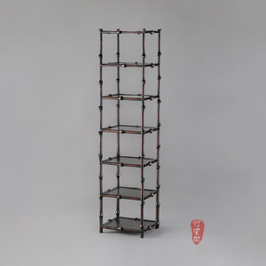 Lacquered Bamboo Seven Tier Bookshelf Standing Multifunctional Living Room Shelf Qiong Bamboo Rectangle YY0824 - Product Image 5