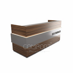 Modern Wood Hair Saloon <b>Small</b> Front Counter White Gold Luxury Used Nail Salon Reception <b>Desk</b> for Gym Hospital Supermarket Use - Product Image 2
