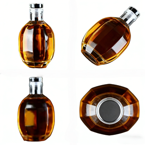 Haute Qualité Rond Transparent 500ml 700ml 750ml 1000ml <span class=keywords><strong>1L</strong></span> Litre Clair Vide Vodka Liqueur Gin <span class=keywords><strong>Rhum</strong></span> Tequila Spiritueux Bouteilles En Verre - Product Image 2