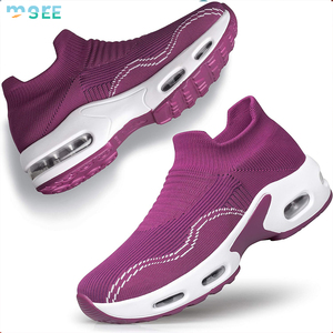 Zapatillas <span class=keywords><strong>Deportivas</strong></span> de Malla Tipo Calcetín SeeMore Selection para Mujer, Tenis de Moda Cómodos y Transpirables para Caminar y Correr, Estilo Slip-<span class=keywords><strong>On</strong></span> para Chicas - Product Image 2