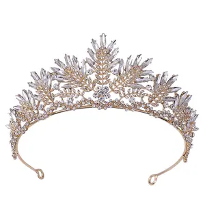 De la Reina de la belleza de alta calidad Tiaras concurso de Miss América coronas princesa de lujo diadema Tiara de diamantes de imitación de cristal corona nupcial