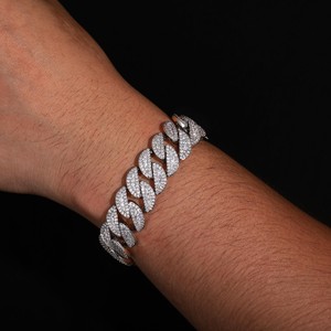 Pulsera y collar de eslabones cubanos gruesos chapados en oro de 18 quilates para hombre y mujer, gargantilla de diamantes de circonia cúbica helada, cadena Miami de Hip Hop con Base de latón - Product Image 6