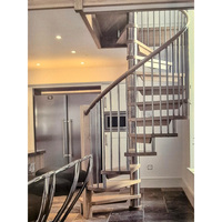 Escaliers rotatifs personnalisés, marches en bois, main courante ronde, escalier en colimaçon, balustrade en acier inoxydable, escalier hélicoïdal