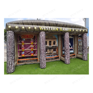 Arena de Juegos Inflable 3 en 1 del Salvaje Oeste: Lanzamiento de Cactus, Desafío del Lazo y Lanzamiento de Barriles para Fiestas y Eventos - Product Image 3
