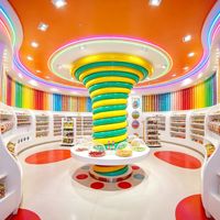 Comptoir de présentation lumineux LED coloré personnalisé pour confiserie, mobilier de magasin de détail écologique