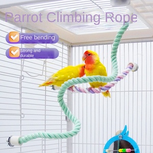 Parrot đu đứng với đầy màu sắc bông sợi dây thừng miễn phí cong leo thang birdcage phụ kiện - Product Image 4