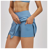 Ensemble de sport 4 pièces antichoc et respirant : Haut de fitness uni, Jupe de tennis, Soutien-gorge de sport dos nu, Legging de yoga extensible dans quatre directions