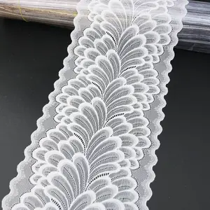 (3 meters/lot) 22cm Leaves Elastic Stretch Lace Trims For Clothing Accessories Dress Sewing Applique Costume Lace Fabrics