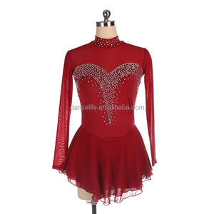 Costumes de patinage <span class=keywords><strong>artistique</strong></span> pour adultes personnalisés costumes de performance en spandex pour compétitions entraînement jupe marine pour femme - Product Image 5