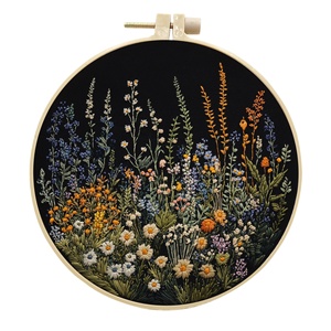 Kits de broderie au point de croix pour débutants avec motifs floraux pré-imprimés sur tissu en coton - Product Image 2