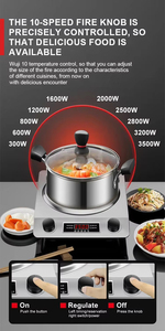 <span class=keywords><strong>Plaque</strong></span> de Cuisson à <span class=keywords><strong>Induction</strong></span> Concave en Céramique 3500W de Haute Qualité pour Usage Domestique/Commercial, Réchaud Électrique à Feu Unique en Acier Inoxydable - Product Image 5