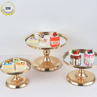 Support à gâteau plaqué or de 8, 10 et 12 pouces, ensemble de supports à gâteau en métal avec miroir, support à cupcakes