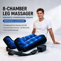 Masseur de jambes à compression d'air 8 zones D1 D8, contrôle par chambre, 5 modes, 23 niveaux de pression