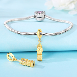 รับสั่งซื้อจำนวนมากสำหรับจี้ลอนดอนบิ๊กเบนทองแดงสีขาวแบบใหม่ สร้อยข้อมือ DIY ของแท้ อุปกรณ์ตกแต่งเครื่องประดับ จี้ต่างๆ - Product Image 2