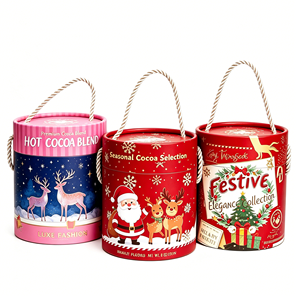 Grande boîte ronde en carton rigide pour pommes avec poignée, pour cadeau de fruits, emballage de Noël, logo personnalisé - Product Image 2