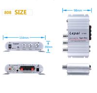 Mini amplificateur audio HiFi, entrée et sortie RCA, amplificateur stéréo 20W*2 avec contrôle des aigus, des basses et du volume
