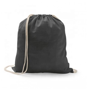 Custom Logo Drawstring Bags waterproof Drawstring <b>Backpack</b> <b>Black</b> Polyester Unisex Gym Bag Convenient Rope Closure Supplier - Product Image 1