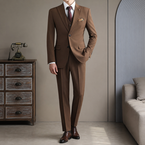 Costume homme vintage haut de gamme 2 boutons, coupe ajustée, 3 pièces, blazer, gilet et <span class=keywords><strong>pantalon</strong></span> <span class=keywords><strong>pour</strong></span> mariage et banquet formel - Product Image 2