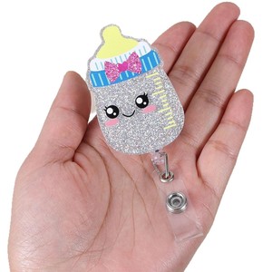 Wholesale acrylic baby bottle badge <b>holders</b>, fun retractable name tag and <b>ID</b> <b>holders</b> for pediatric healthcare workers. - Product Image 5