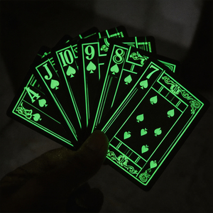 Cartes à jouer personnalisées qui brillent dans le noir, jeu de cartes de poker en PVC, cartes néon lumineuses, réactives aux UV, pour casino, fête magique, vente en gros - Product Image 2