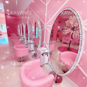 Luxury <strong>Salon</strong> Furniture <strong>Beauty</strong> Saloon <strong>Pink</strong> Chair Hair <strong>Salon</strong> Furniture Styling Chair with Diamond - Product Image 6