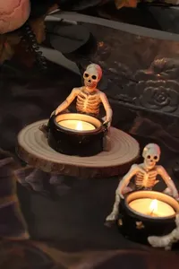 Dernier style, vente en gros, haute qualité, décoration d'<span class=keywords><strong>Halloween</strong></span> personnalisée, deux squelettes humains avec porte-bougie - Product Image 3