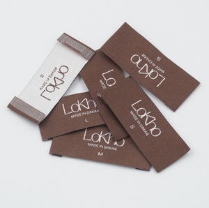 Custom Machine Woven Damask Brand Name Neck <b>Tags</b> Labels for Clothings - Product Image 3