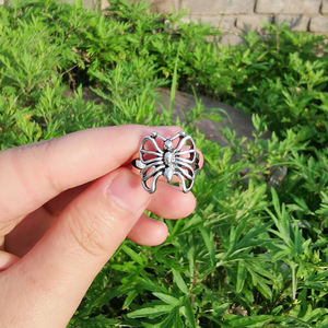 New Punk Vintage <span class=keywords><strong>Gothic</strong></span> <span class=keywords><strong>Metal</strong></span> Rings argento Black Angel Ring For Women Skeleton Female Set Ring For Women Jewelry Gifts - Product Image 2