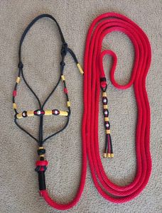 High Strength Lightweight <b>Braided</b> Leather Rope Halter with Beads Easy to Adjust for Horse Stable & Safety World Wide Exports - Product Image 5